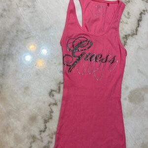 Guess Fuchsia Embellished Tank Top